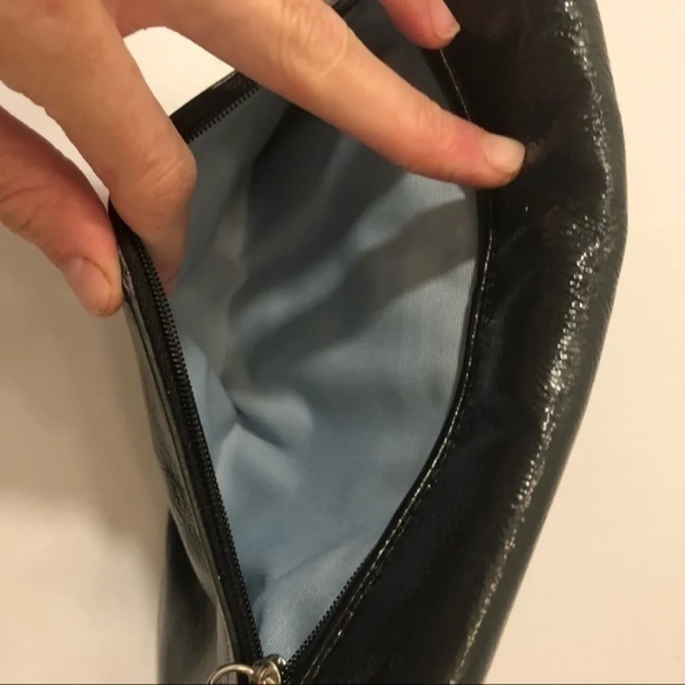 Coach black patent leather wristlet clutch bag